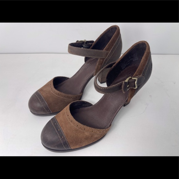 NEW! Timberland Earth keepers Wingate Mary Jane Brown Leather Heels Sandal Sz 9 - Picture 2 of 12